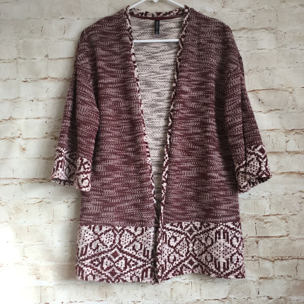 Massini Women's Size Small Maroon 3/4 Sleeve Career Cardigan Sweater